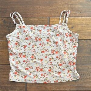 Forever 21 Purple floral cropped stretch top